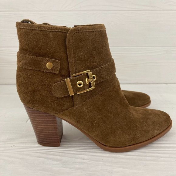 Franco Sarto Dorinda Brown Leather Suede Zipper Ankle Boots Booties Women's Sz 8 - Picture 6 of 12